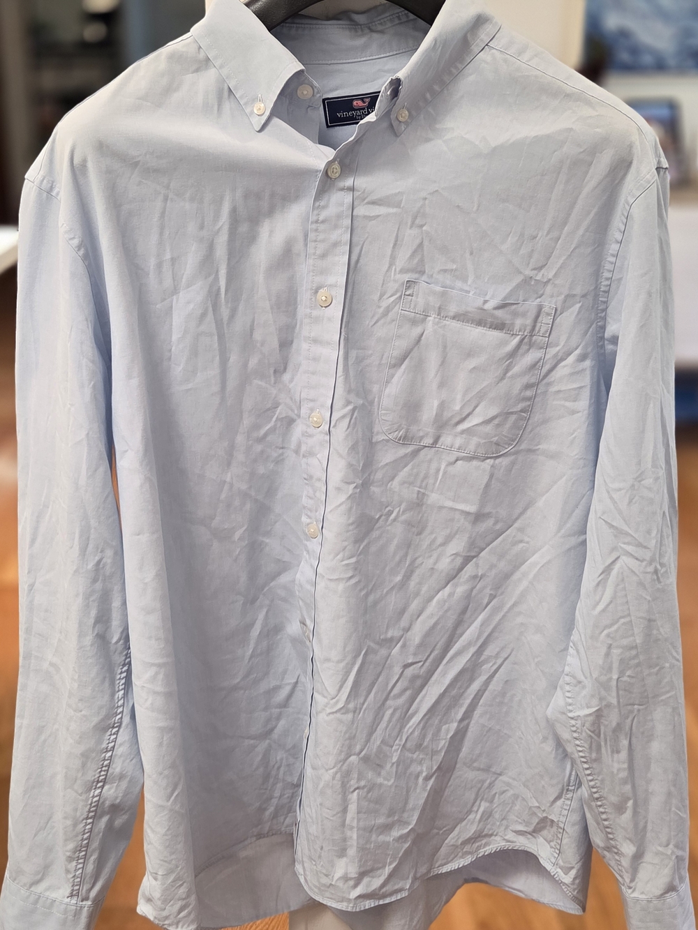 Vineyard Vines Men’s Light Blue Casual Long Sleeve Cotton Button-Down Shirt (XL)